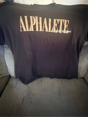 Alphalete Black Tee with Cream Logo